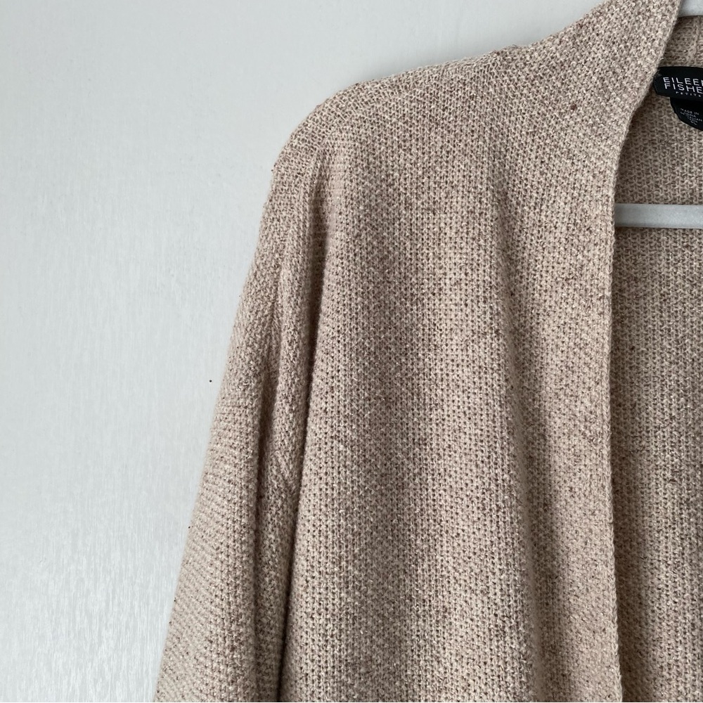 Eileen Fisher Wool Silk Knit Open Front Cardigan Sweater Large Petite - Picture 4 of 9